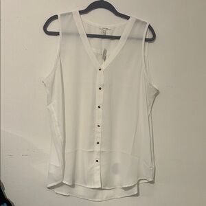 Maurices Ivory Button-Down Sleeveless Blouse